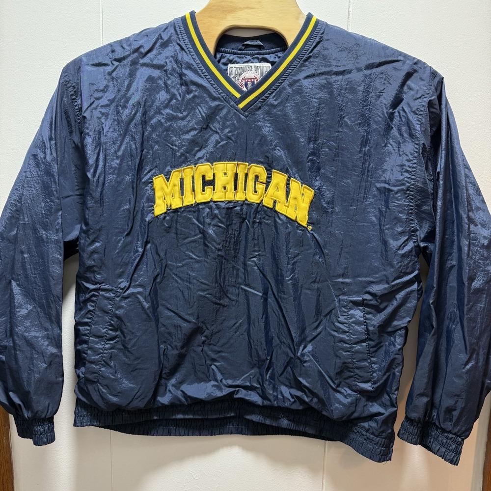 Michigan Wolverines Jacket Mens Size Large  Pullover Windbreaker 90s Vintage